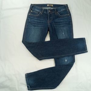 Western Glove Works 1921 jeans women's slim 26/29 whiskered leg slit distressed